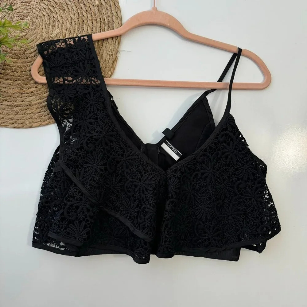 Topshop Women Embroidered Tops, Black Size‎ 4 - Picture 3 of 10